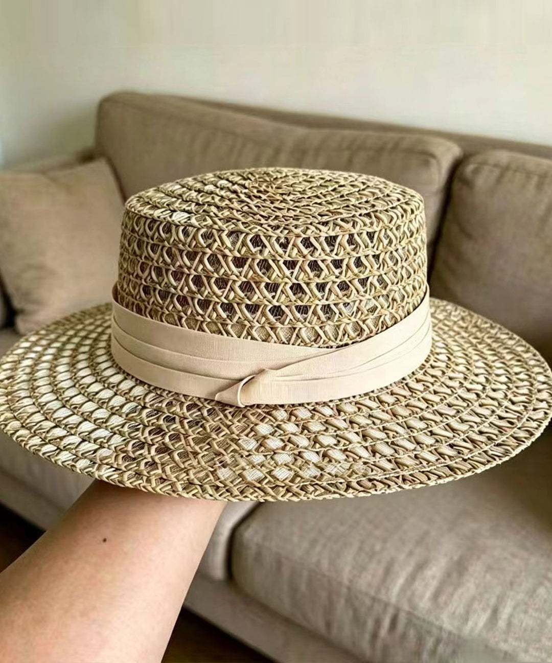 Unique Mulberry Hollow Out  Straw Woven Floppy Sun Hat