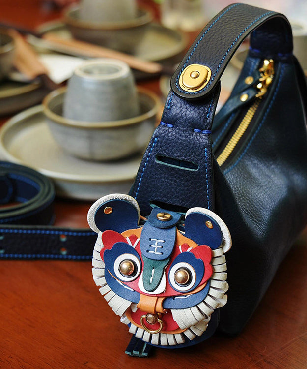 Unique Navy Asymmetrical Design Leather Tote Handbag