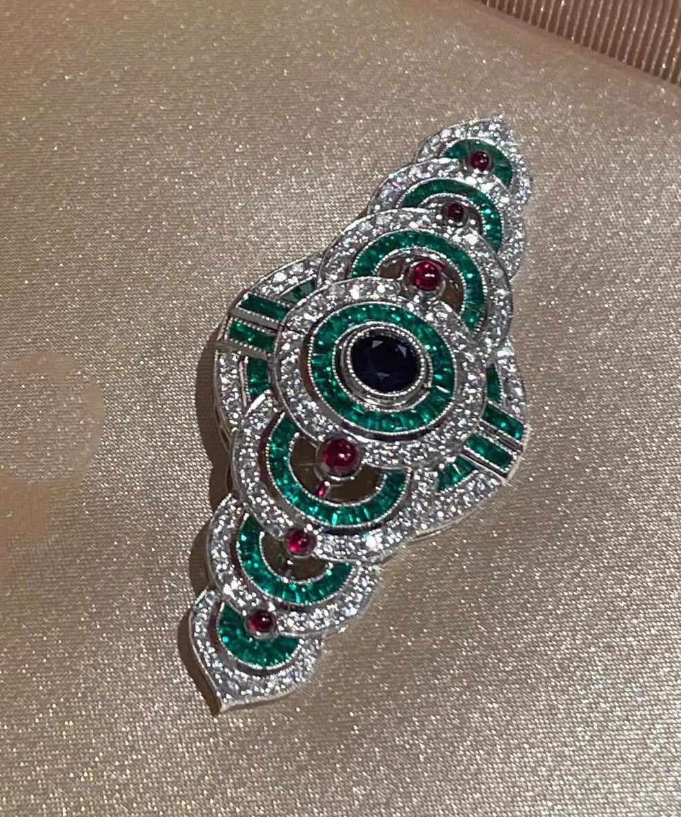 Unique Picture 1 Green Alloy Zircon Water Droplet Brooches