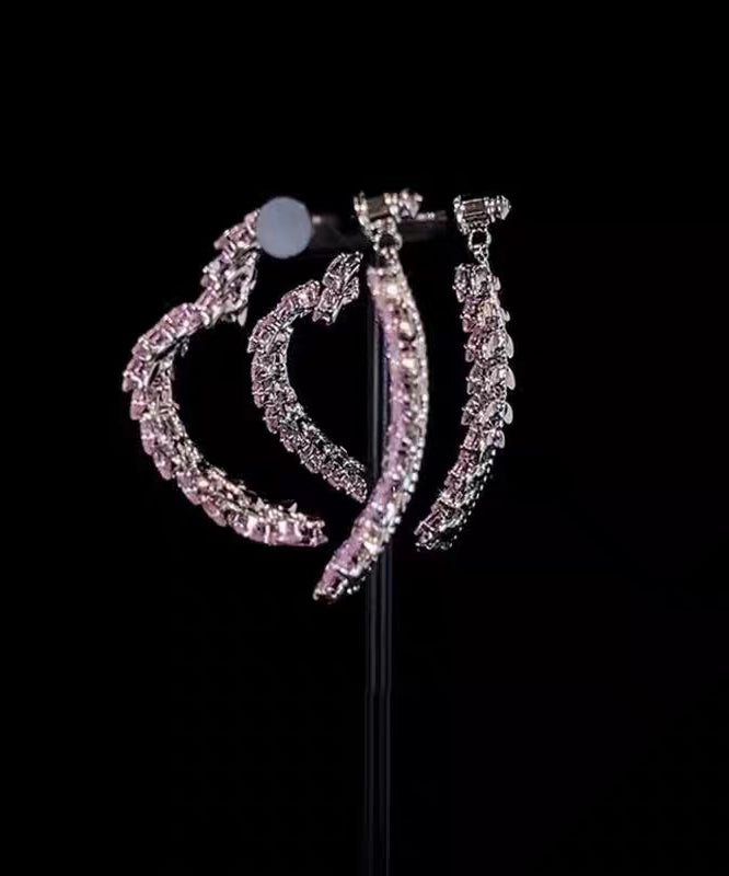 Unique Purple Alloy Zircon Ear Of Wheat Love Hoop Earrings