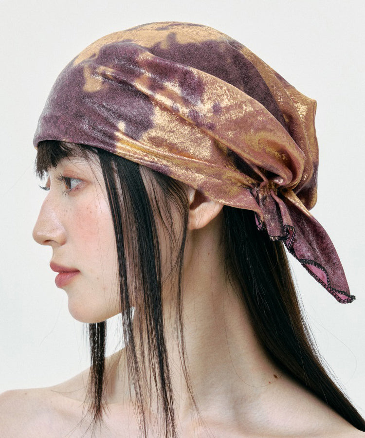 Unique Purple Gold Tie Dye Cinched Bonnie Hat