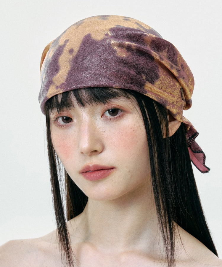 Unique Purple Gold Tie Dye Cinched Bonnie Hat