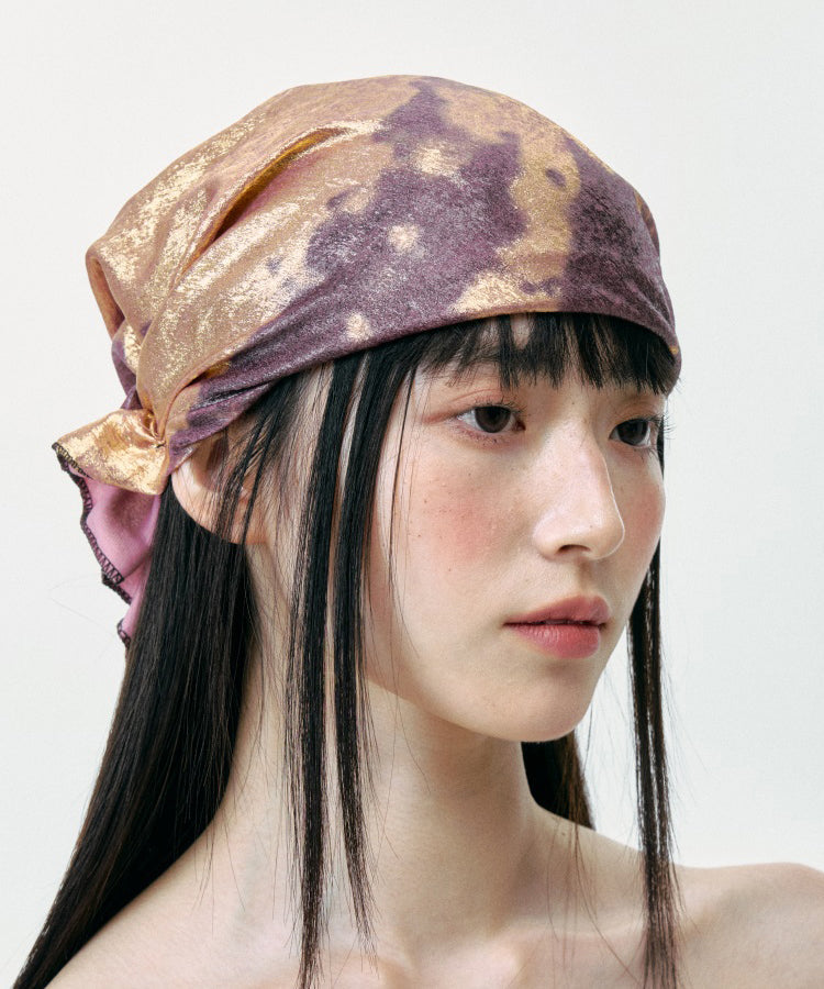 Unique Purple Gold Tie Dye Cinched Bonnie Hat