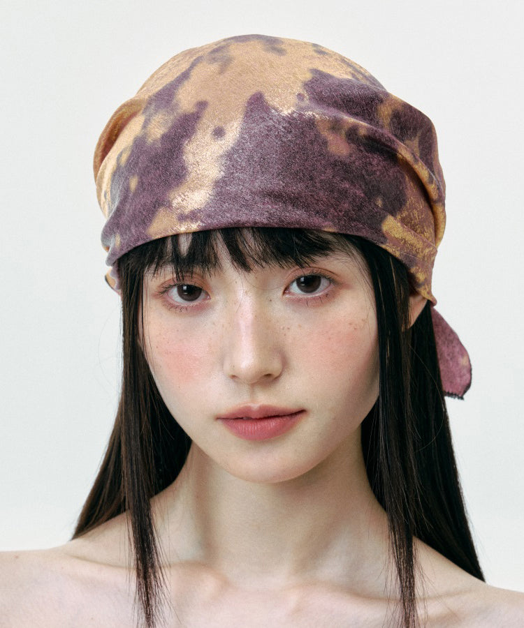 Unique Purple Gold Tie Dye Cinched Bonnie Hat