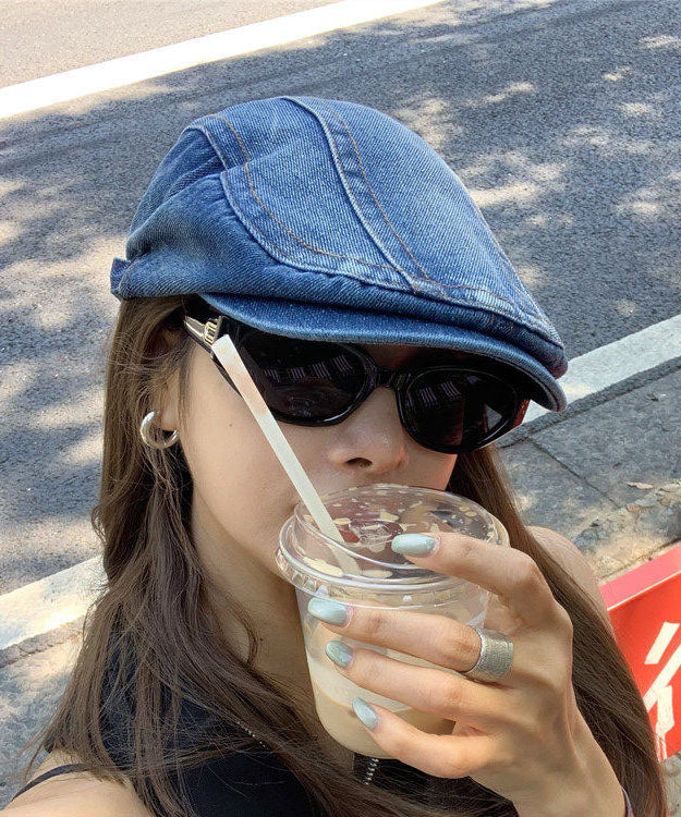 Unique Purple Patchwork Versatile Denim Breton Hat