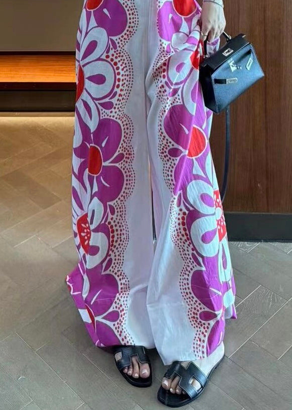 Unique Purple Print Spaghetti Strap Jumpsuits Sleeveless