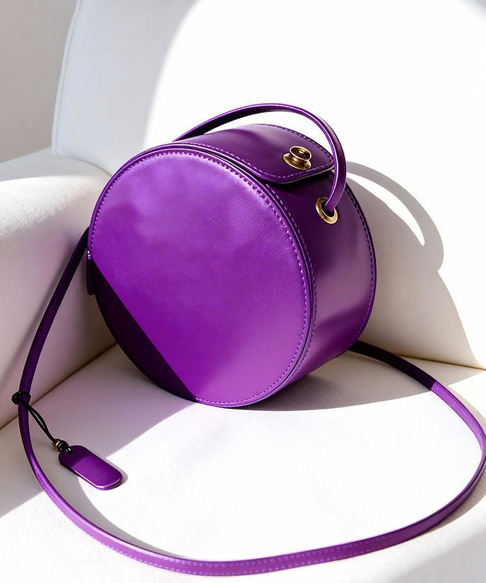 Unique Purple Rotundity Solid Durable Leather Crossbody Bag
