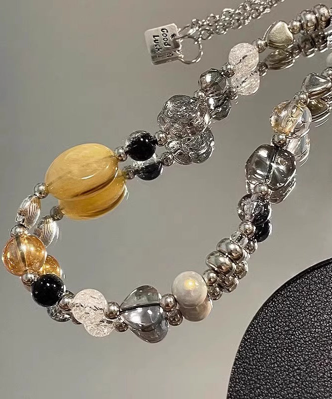 Unique Rainbow Camellia Flower Gem Stone Obsidian Phone Chain