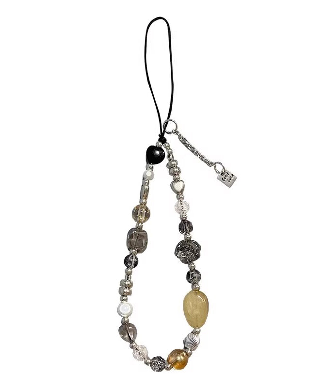 Unique Rainbow Camellia Flower Gem Stone Obsidian Phone Chain