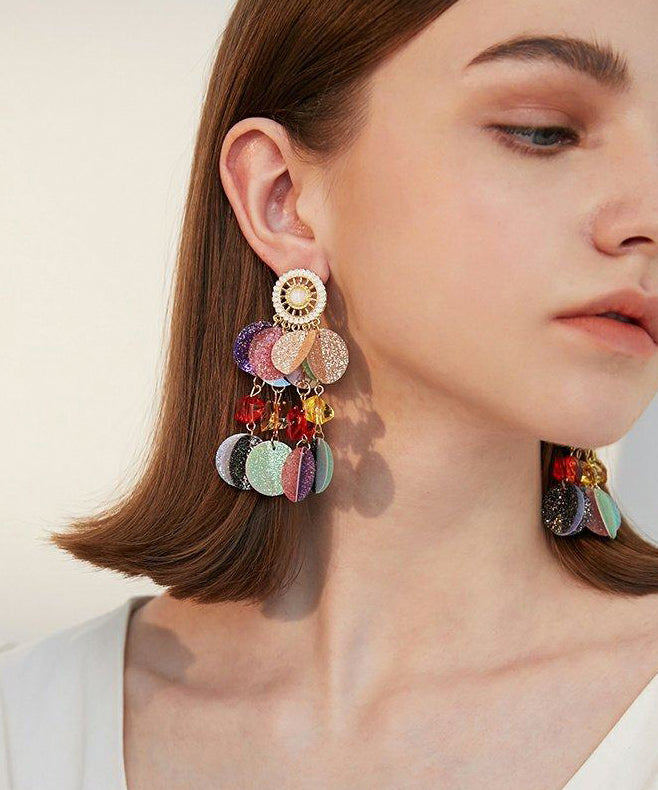 Unique Rainbow Hollow Out Sequins Exaggeration Alloy Stud Earrings
