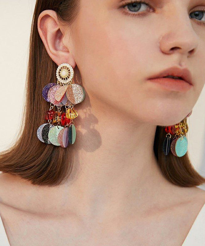 Unique Rainbow Hollow Out Sequins Exaggeration Alloy Stud Earrings