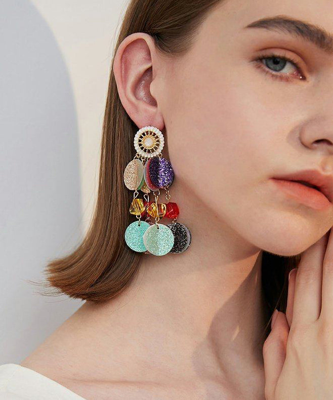 Unique Rainbow Hollow Out Sequins Exaggeration Alloy Stud Earrings