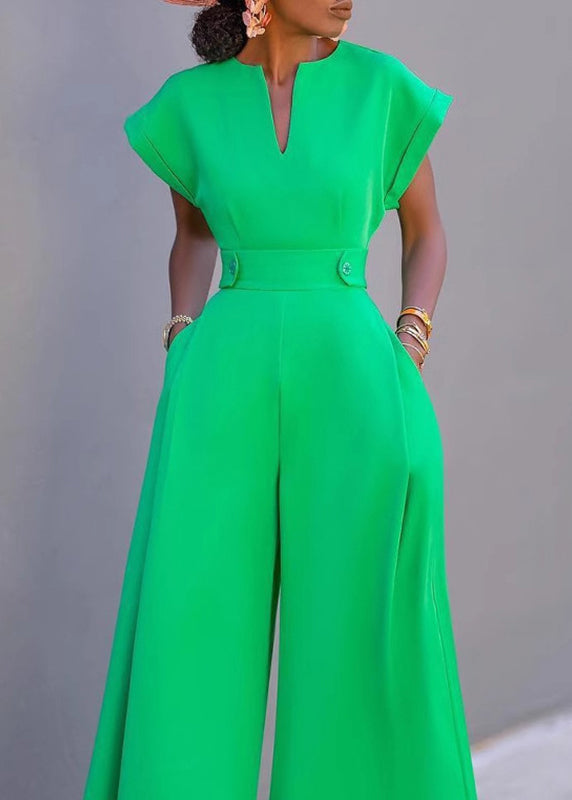 Unique Rainbow Striped V Neck Jumpsuit Short Sleeve