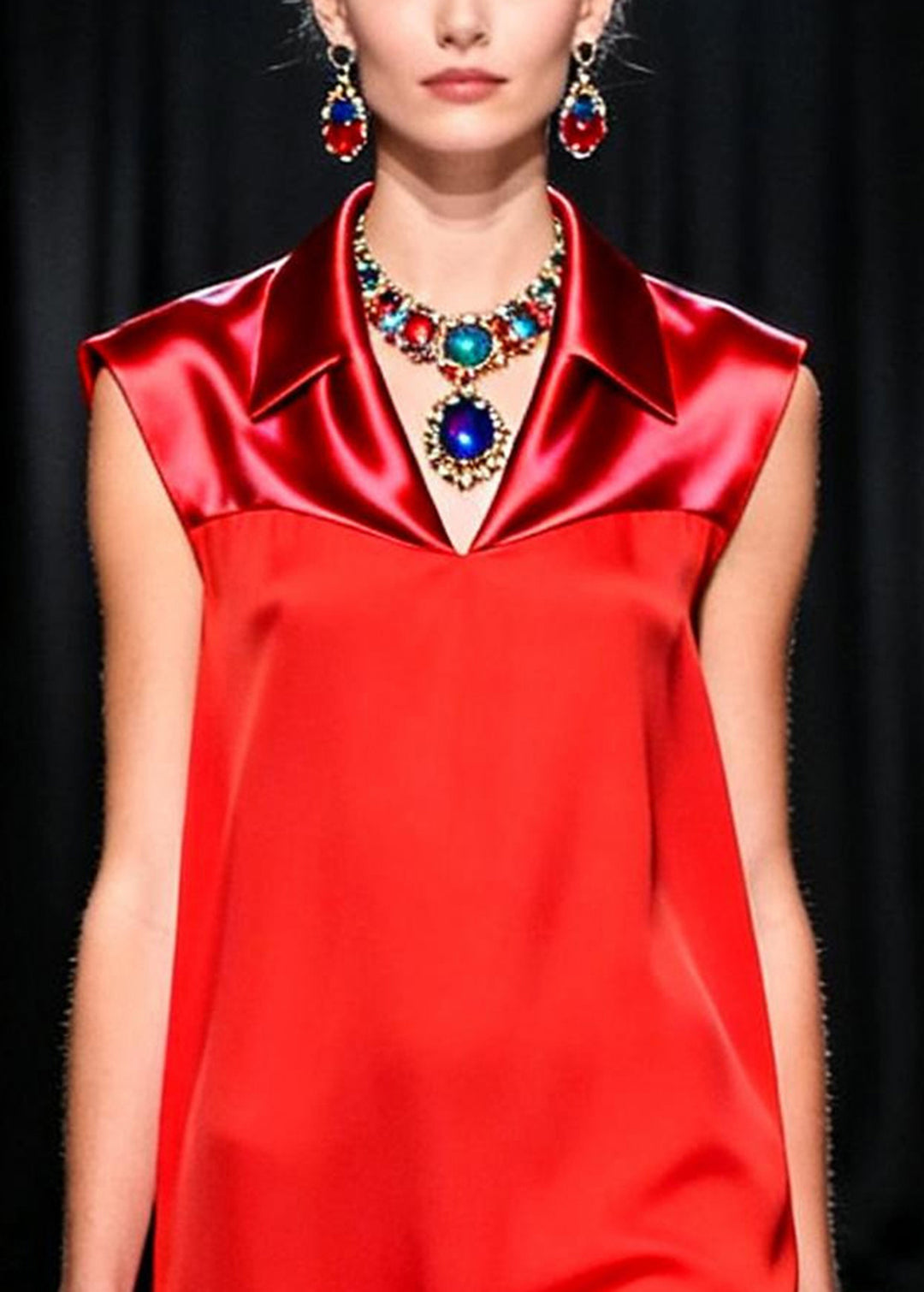 Unique Red Peter Pan Collar Patchwork Chiffon Straight Dresses Sleeveless