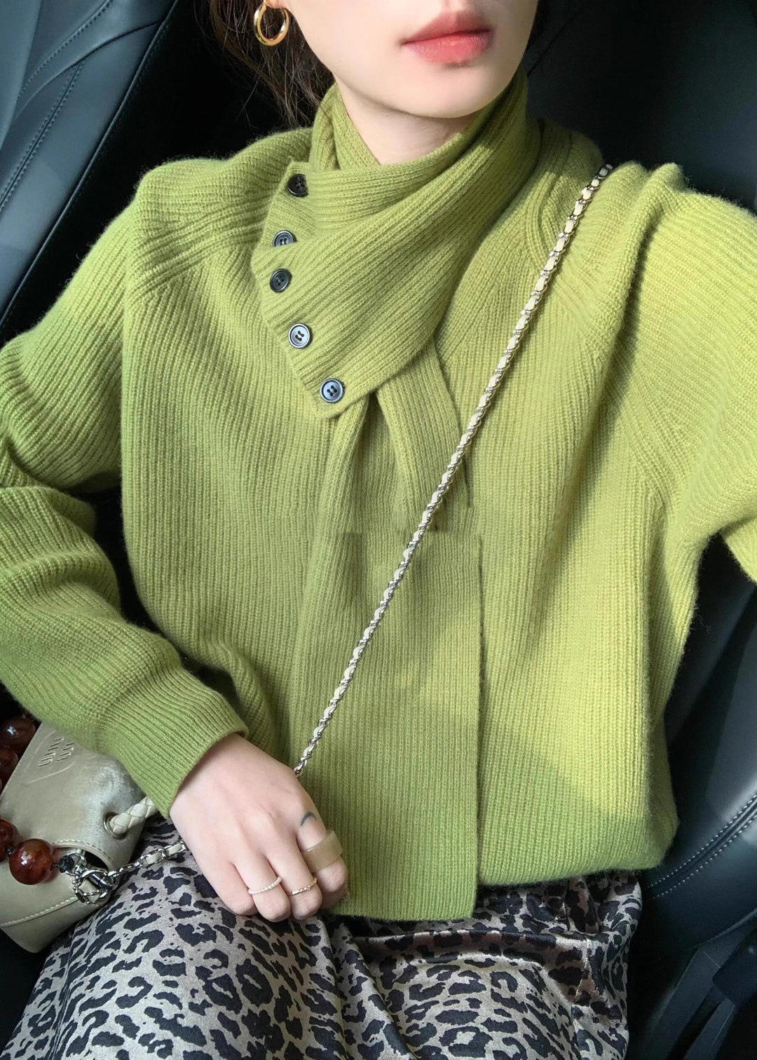 Unique Red V Neck Button Knitted Sweaters Tops Spring