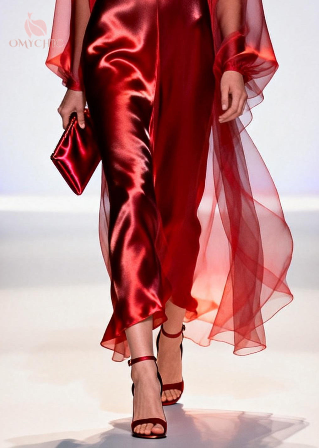 Unique Red V Neck Patchwork Tulle Maxi Dresses Summer
