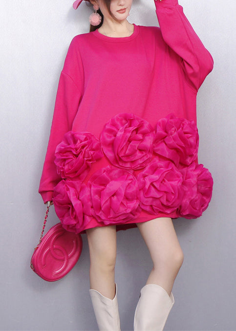 Unique Rose Oversized Floral Cotton Tea Dress Spring