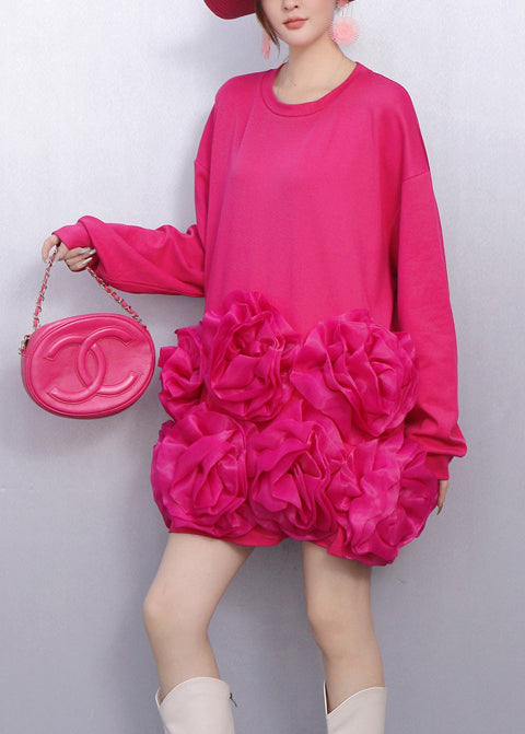 Unique Rose Oversized Floral Cotton Tea Dress Spring