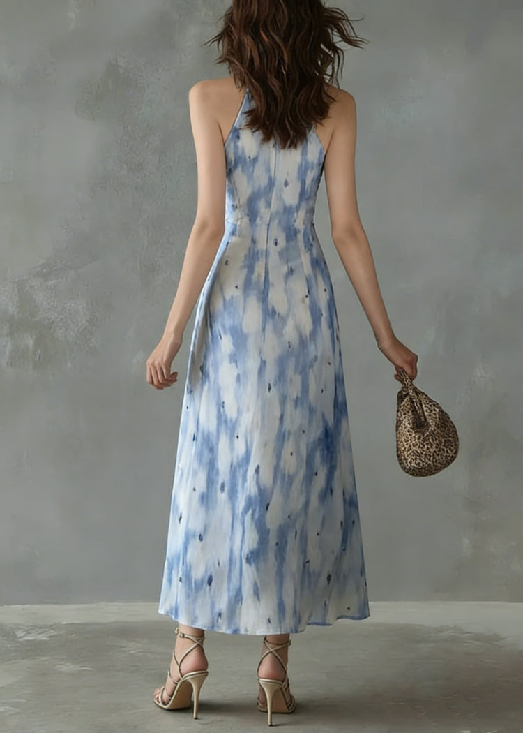 Unique Ruffled Print Slim Fit Chiffon Dress Sleeveless - Omychic