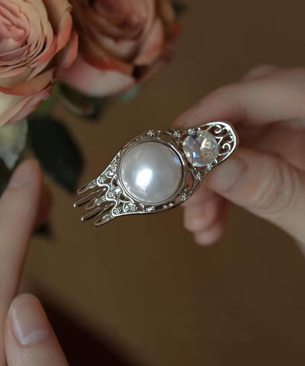 Unique Silk Alloy Zircon Pearl Crystal Hairpin