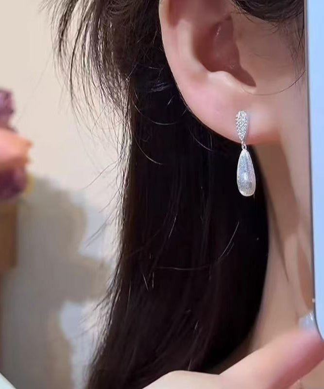 Unique Silk Copper Alloy Zircon Water Drop Drop Earrings