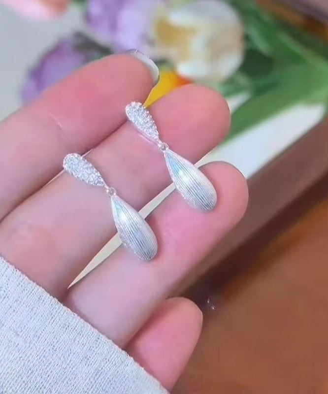 Unique Silk Copper Alloy Zircon Water Drop Drop Earrings