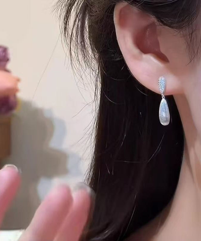 Unique Silk Copper Alloy Zircon Water Drop Drop Earrings