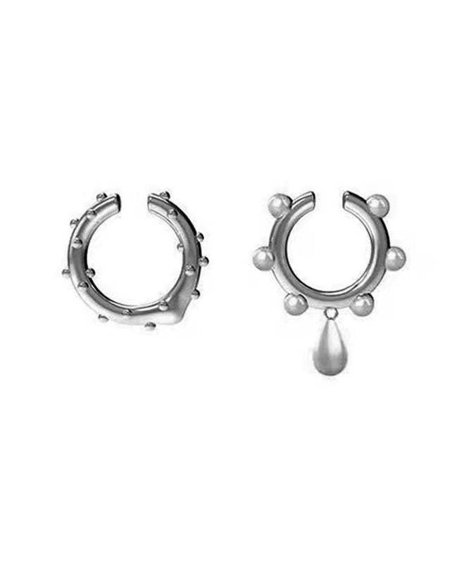 Unique Silk Copper Asymmetrical Water Drop Pearl Hoop Earrings