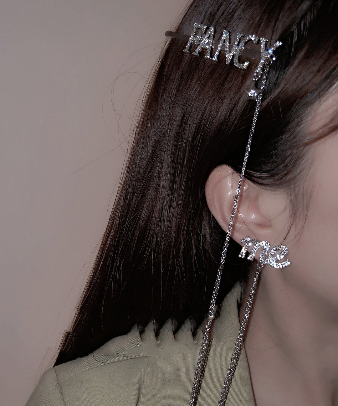 Unique Silk Copper Graphic Chain Tassel Stud Earrings Hairpin