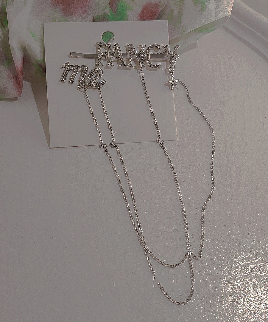 Unique Silk Copper Graphic Chain Tassel Stud Earrings Hairpin