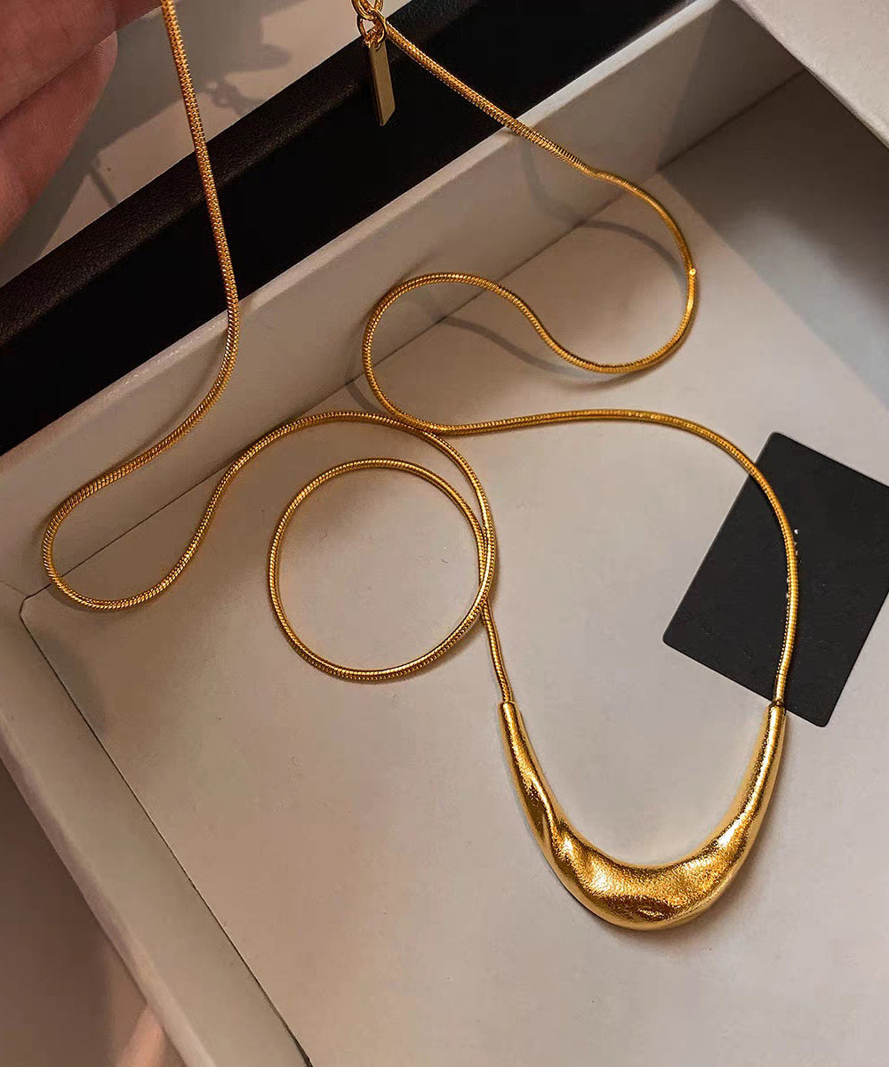 Unique Silk Copper Overgild Crescent Moon Pendant Necklace