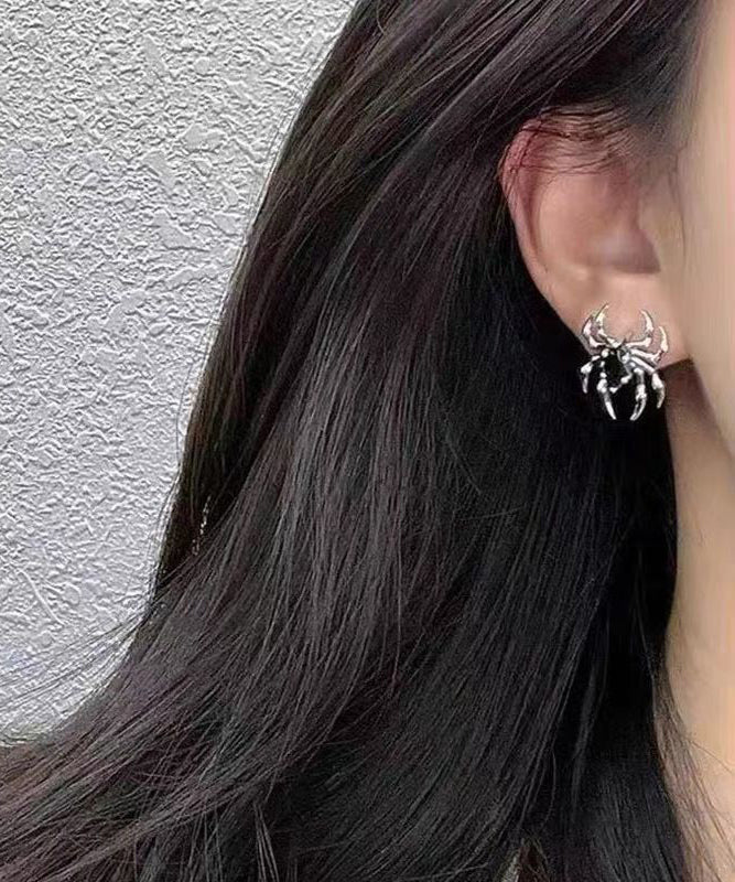 Unique Silk Copper Overgild Spider Stud Earrings