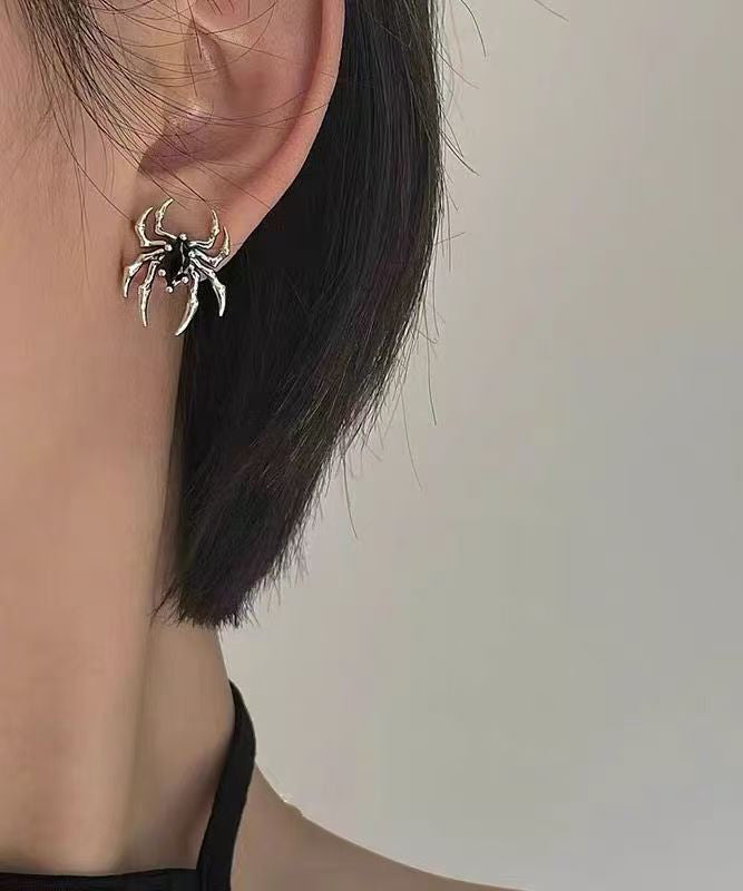 Unique Silk Copper Overgild Spider Stud Earrings