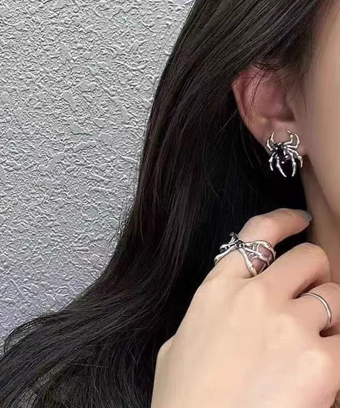 Unique Silk Copper Overgild Spider Stud Earrings