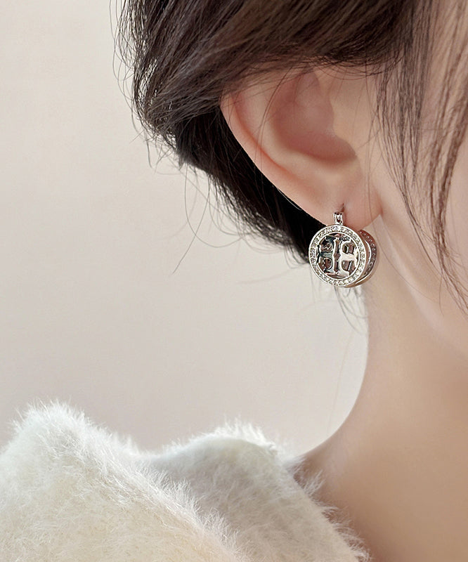 Unique Silk Copper Overgild Zircon Circle Hollow Out Hoop Earrings