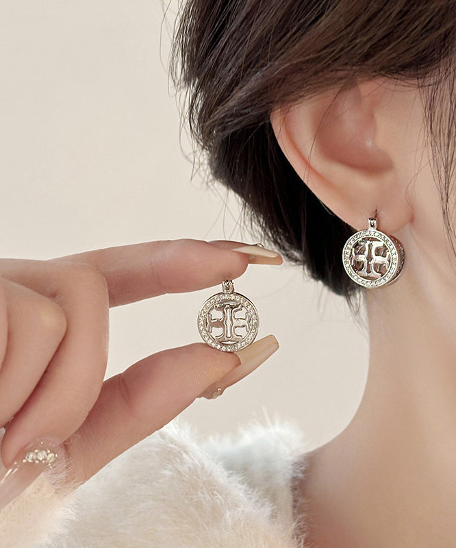 Unique Silk Copper Overgild Zircon Circle Hollow Out Hoop Earrings