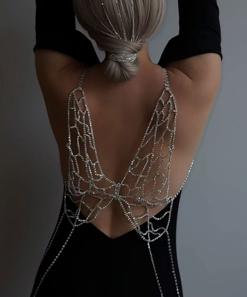 Unique Silk Copper Overgild Zircon Hollow Out Butterfly Body Chain