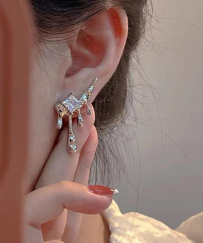 Unique Silk Copper Zircon Tassel Stud Earrings