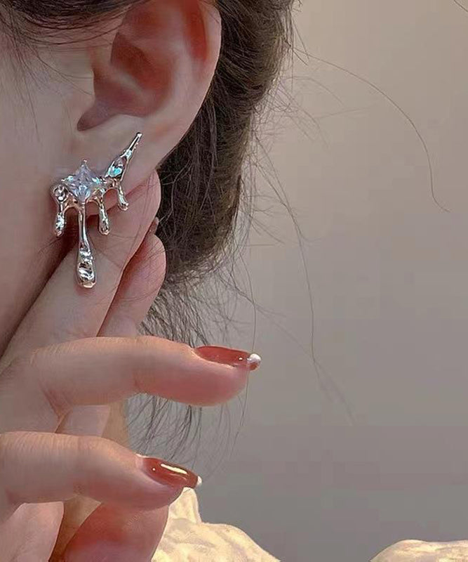 Unique Silk Copper Zircon Tassel Stud Earrings