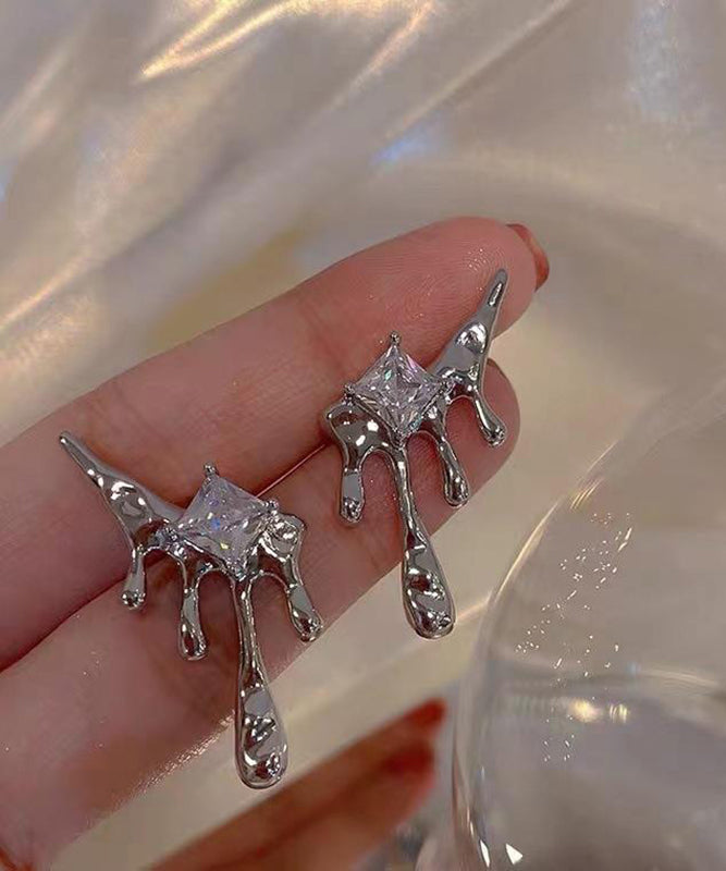 Unique Silk Copper Zircon Tassel Stud Earrings