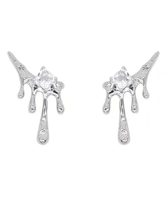 Unique Silk Copper Zircon Tassel Stud Earrings