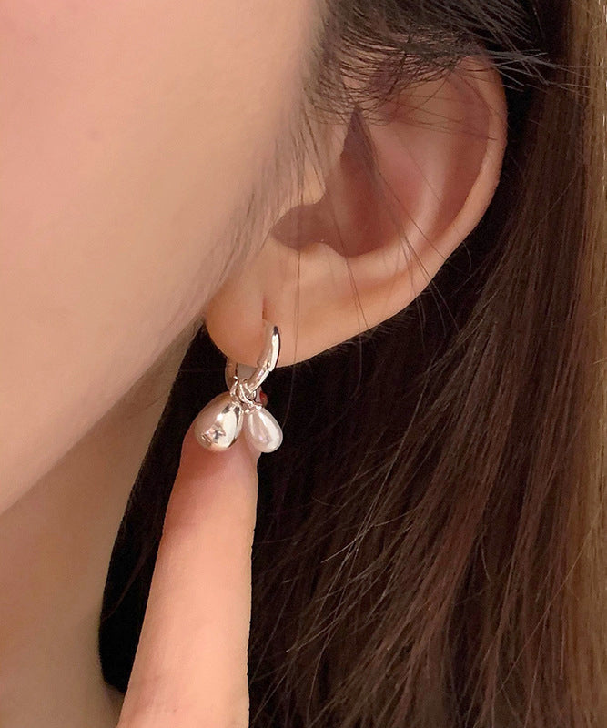 Unique Silk Metal Pearl Water Drop Hoop Earrings