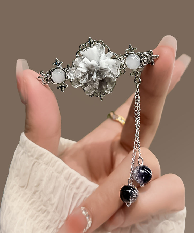 Unique Silk Sterling Silver Jade Tassel Hairpin