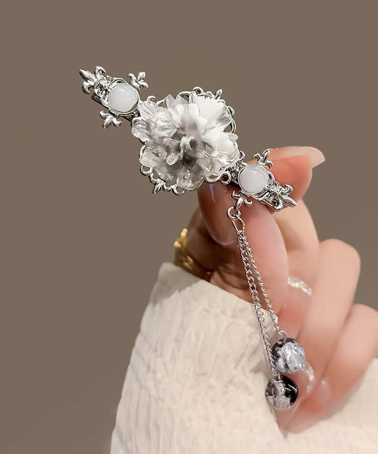 Unique Silk Sterling Silver Jade Tassel Hairpin