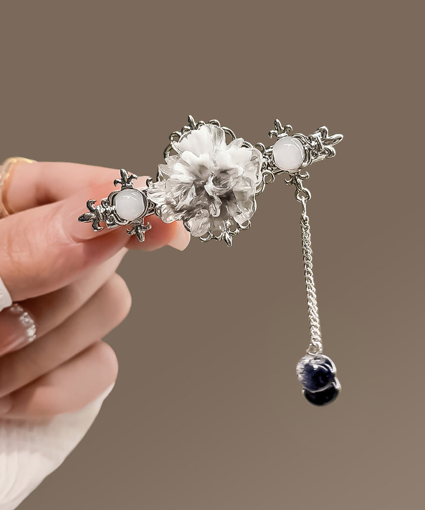 Unique Silk Sterling Silver Jade Tassel Hairpin