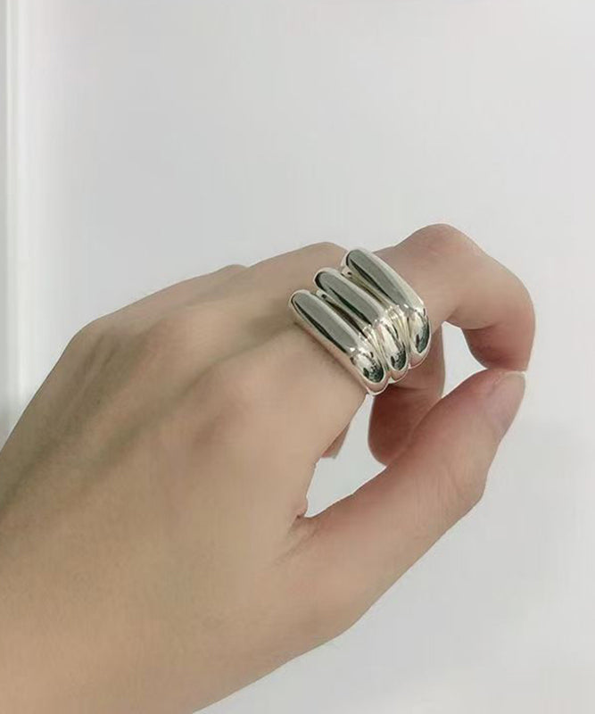 Unique Silk Sterling Silver Layered Rings