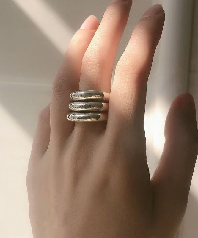 Unique Silk Sterling Silver Layered Rings
