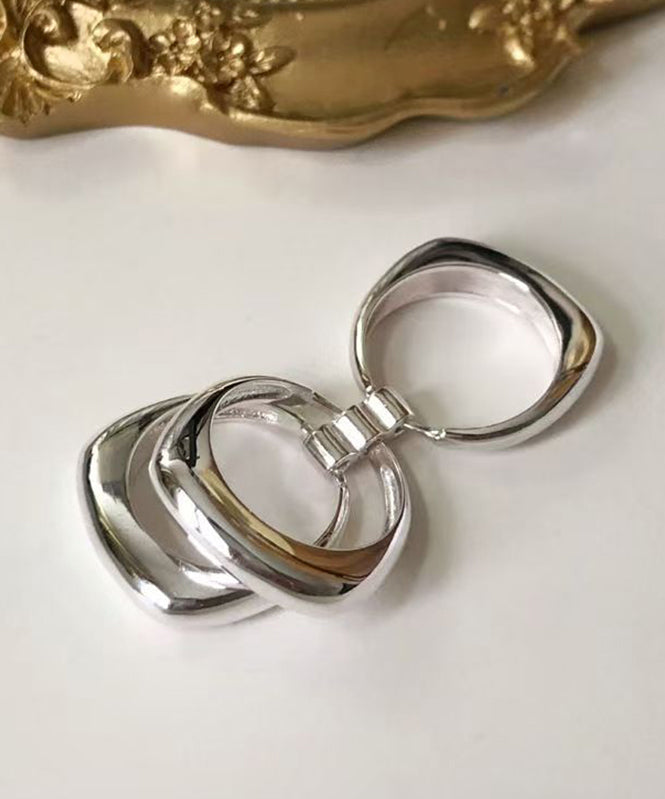 Unique Silk Sterling Silver Layered Rings