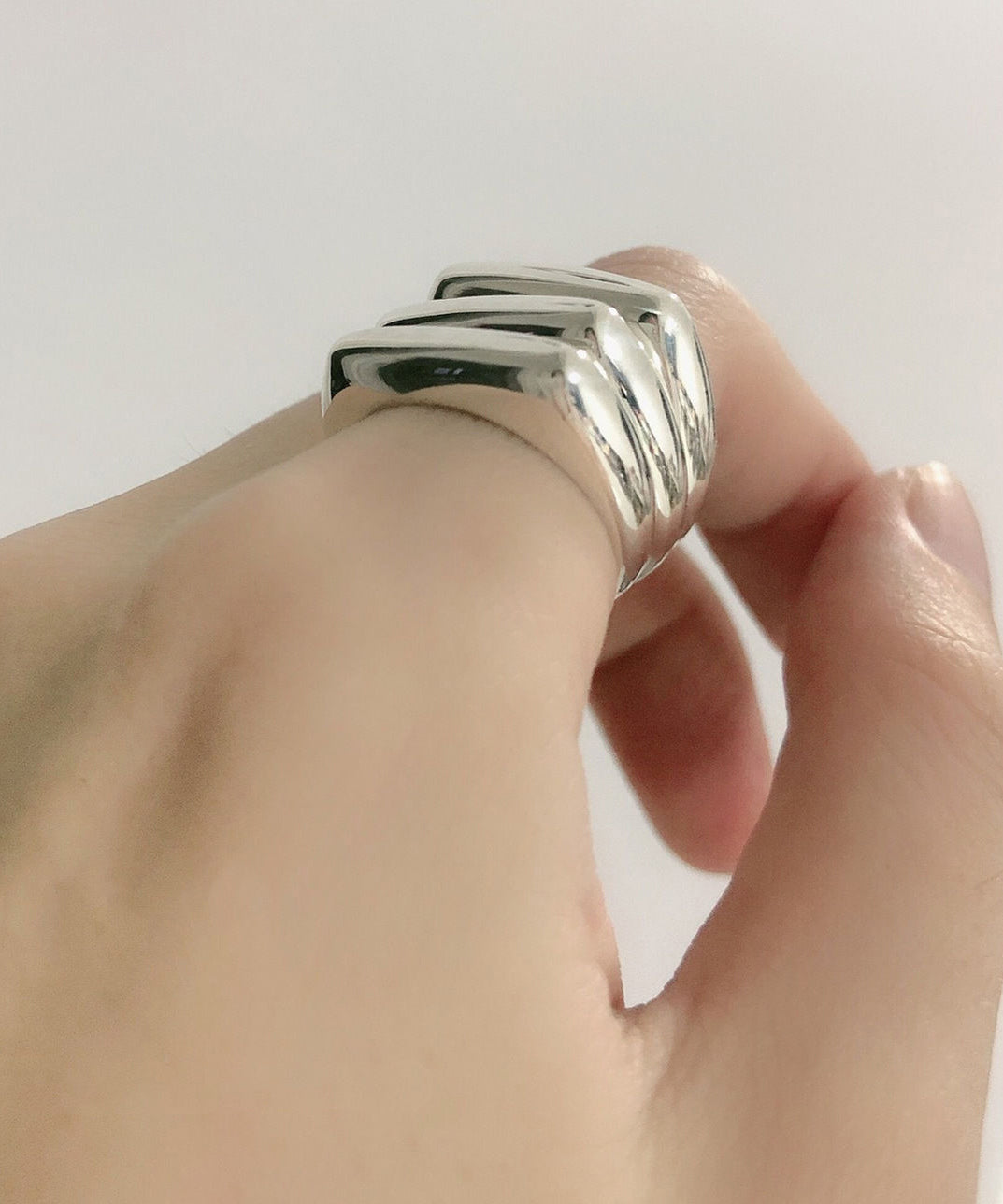Unique Silk Sterling Silver Layered Rings