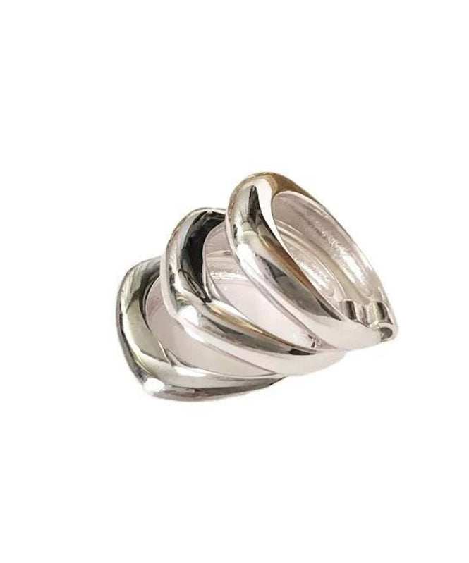 Unique Silk Sterling Silver Layered Rings